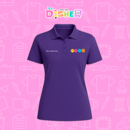 PBD-D-024: Polo Bordada Dry Fit Dama I Caritas felices