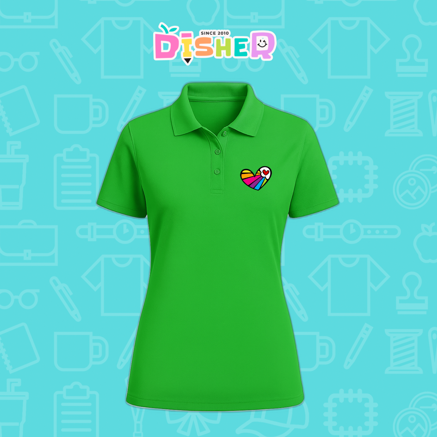 PBD-D-073: Polo Bordada Dry Fit Dama I Corazón lineas