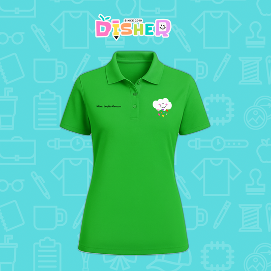 PBD-D-022: Polo Bordada Dry Fit Dama I Nube corazones