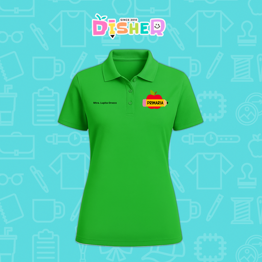 PBD-D-085: Polo Bordada Dry Fit Dama I Manzana primaria