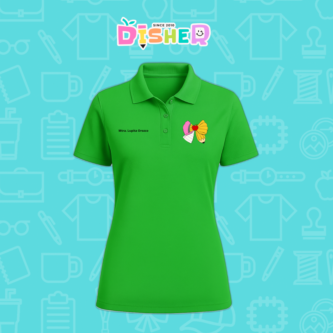 PBD-D-005 : Polo Bordada Dry Fit Dama I Moño lápiz hoja