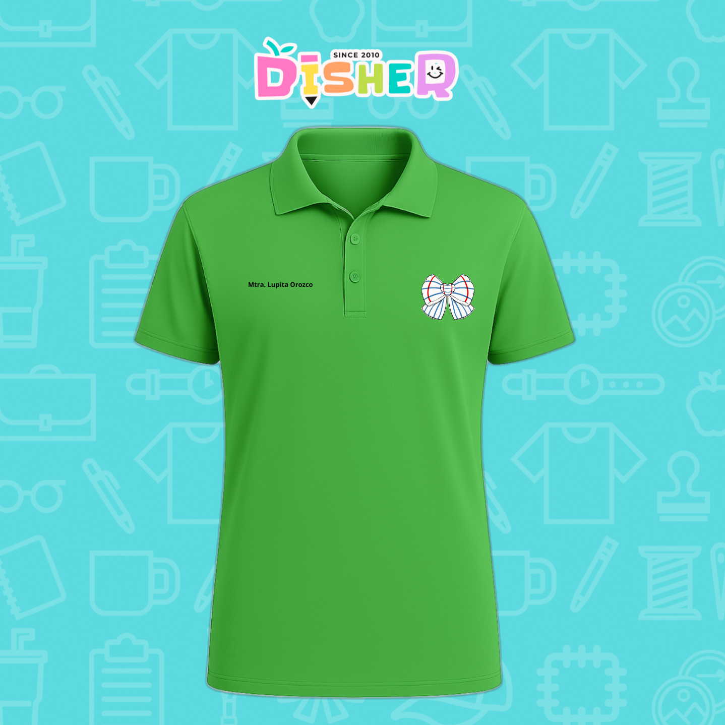 PBD-C-0010: Polo Bordada Dry Fit Caballero I Moño rayas papel