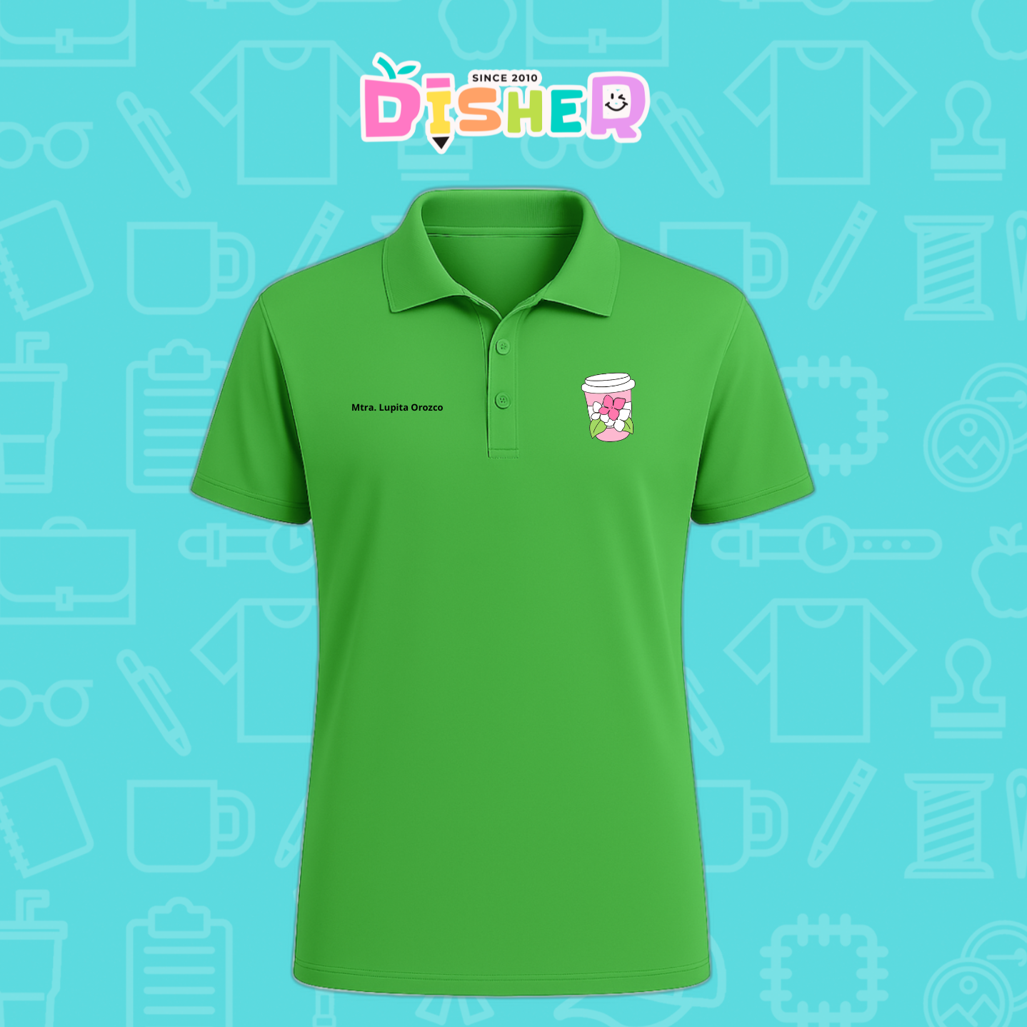 PBD-C-0041: Polo Bordada Dry Fit Caballero I Cafe flores