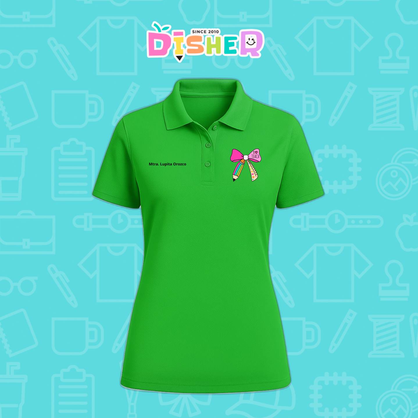 PBD-D-040: Polo Bordada Dry Fit Dama I Moño arcoíris
