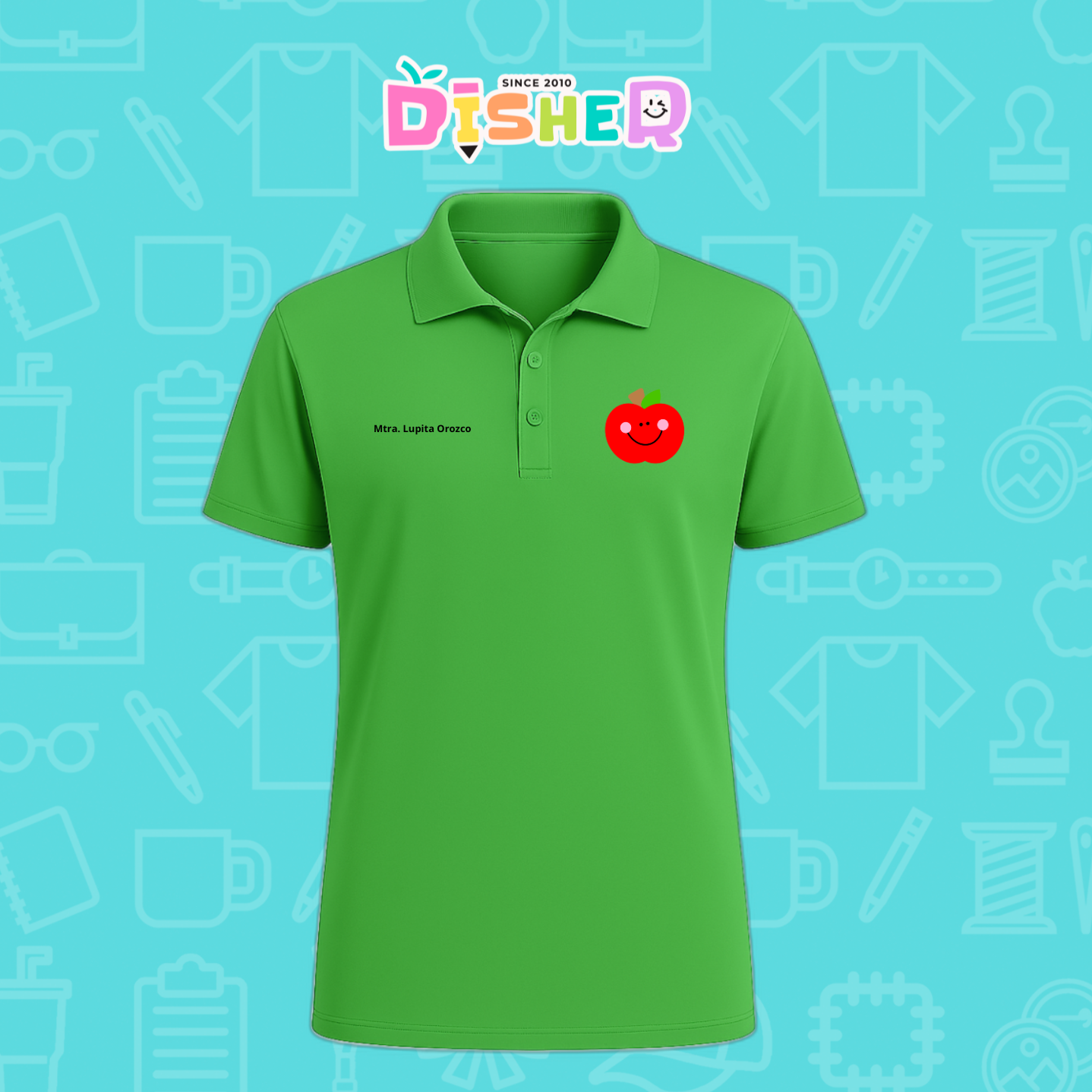 PBD-C-0030: Polo Bordada Dry Fit Caballero I Smile Apple