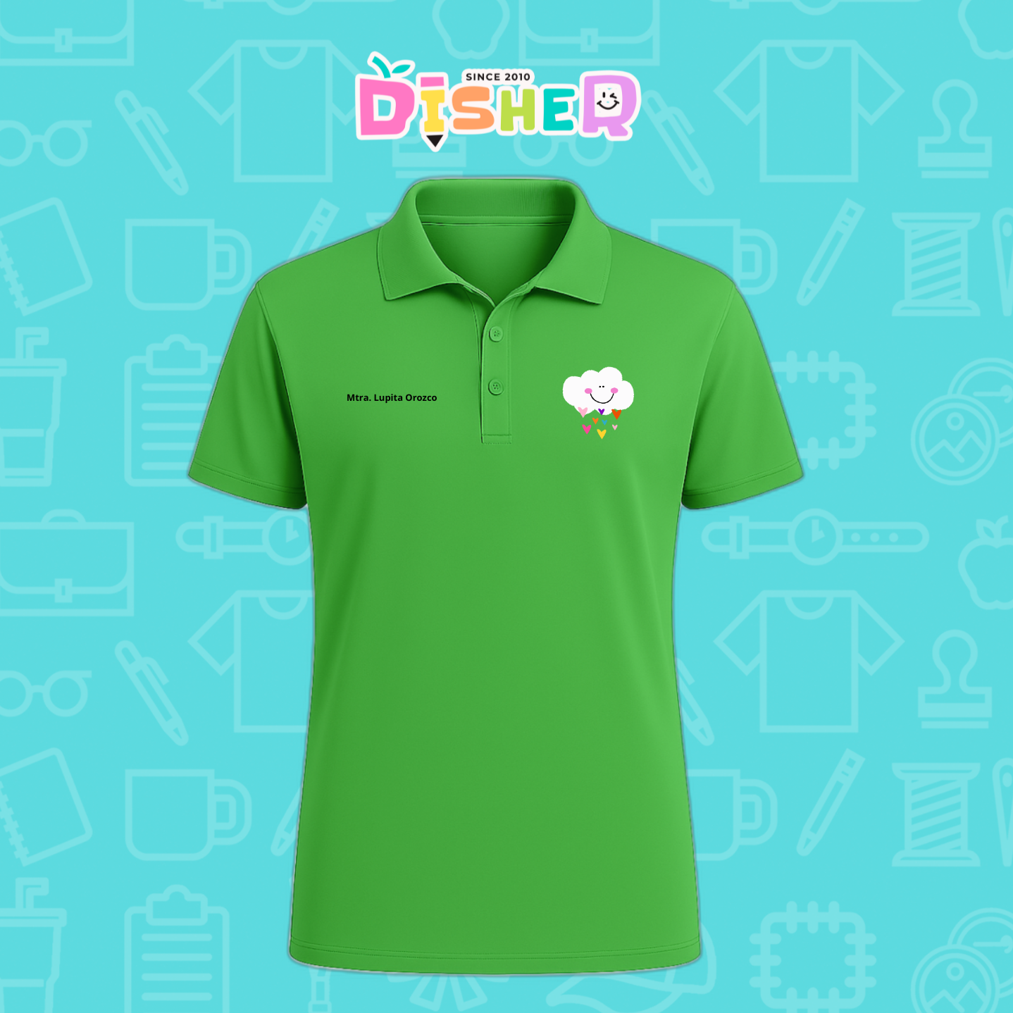 PBD-C-0022: Polo Bordada Dry Fit Caballero I Nube corazones
