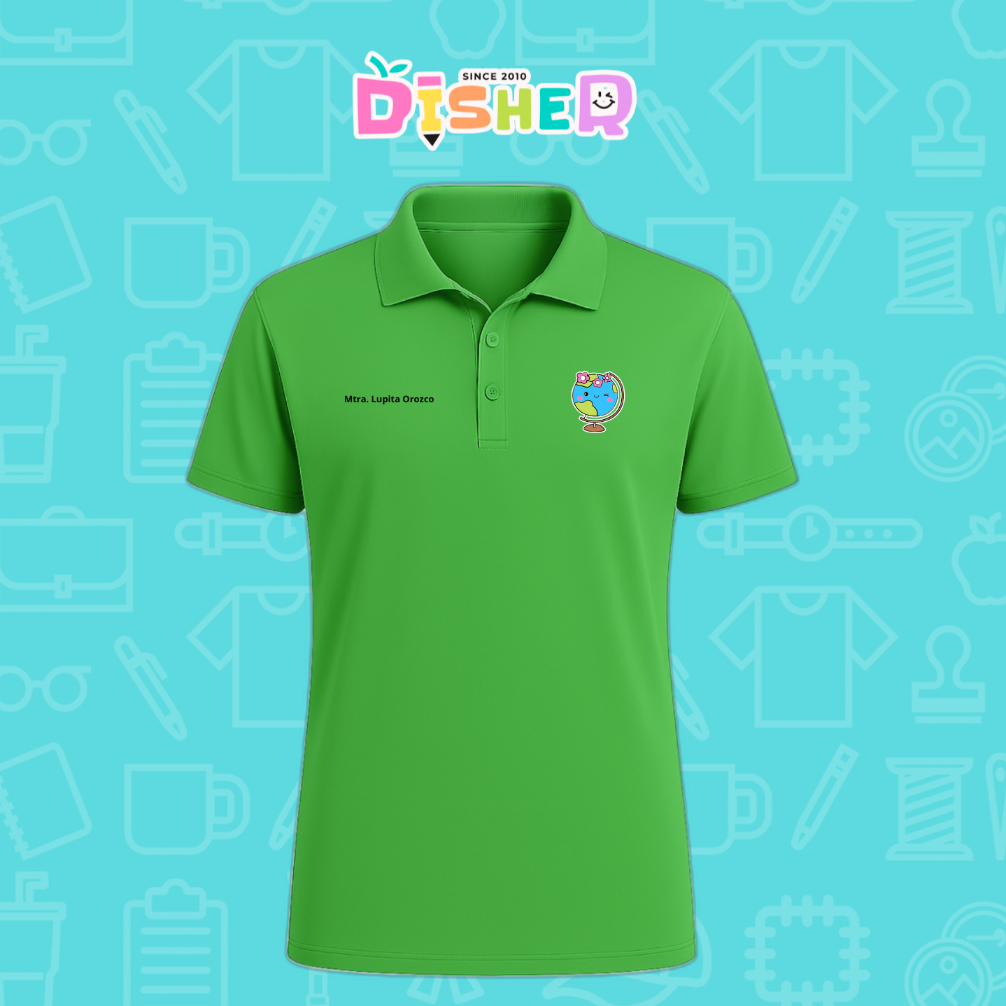 PBD-C-0038: Polo Bordada Dry Fit Caballero I Mundo con flores
