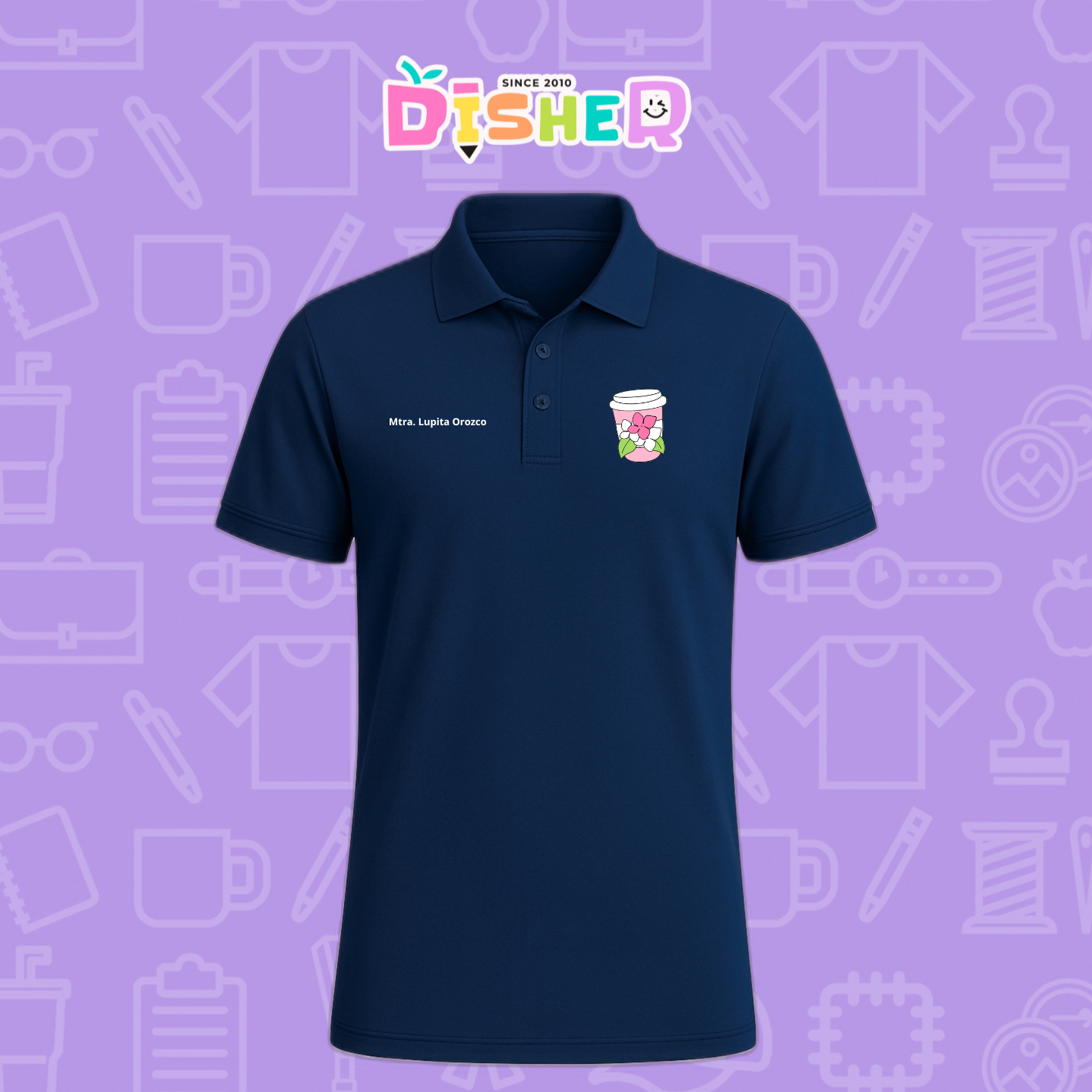 PBD-C-0041: Polo Bordada Dry Fit Caballero I Cafe flores