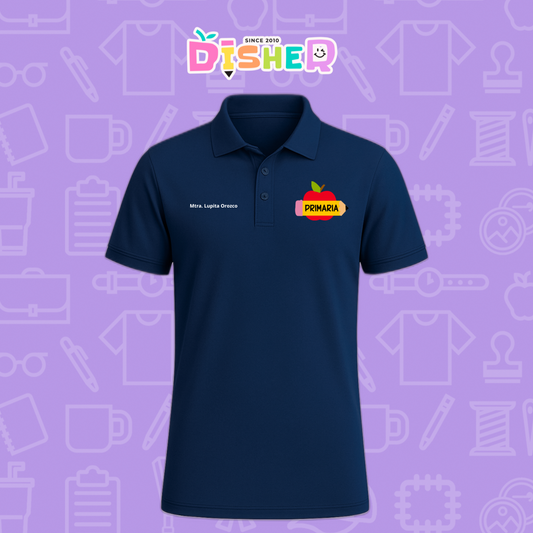 PBD-C-0086: Polo Bordada Dry Fit Caballero I Teacher rainbow
