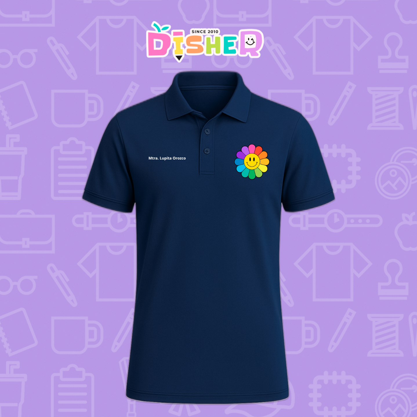 PBD-C-0018: Polo Bordada Dry Fit Caballero I Flor de colores