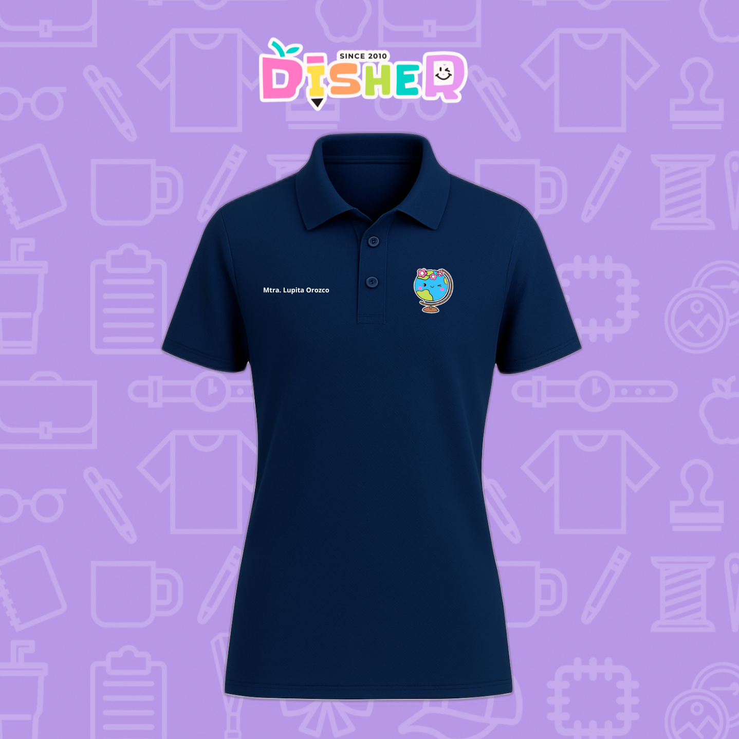PBD-D-038: Polo Bordada Dry Fit Dama I Mundo con flores