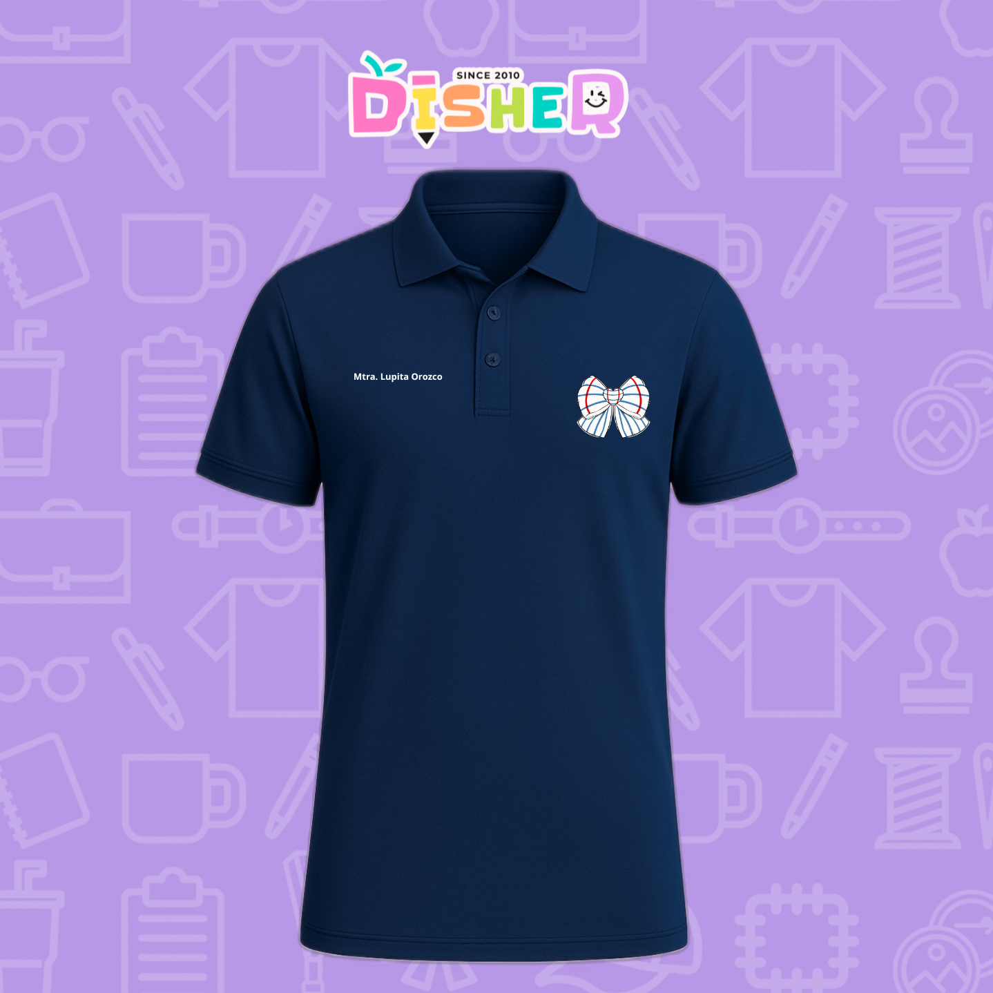 PBD-C-0010: Polo Bordada Dry Fit Caballero I Moño rayas papel