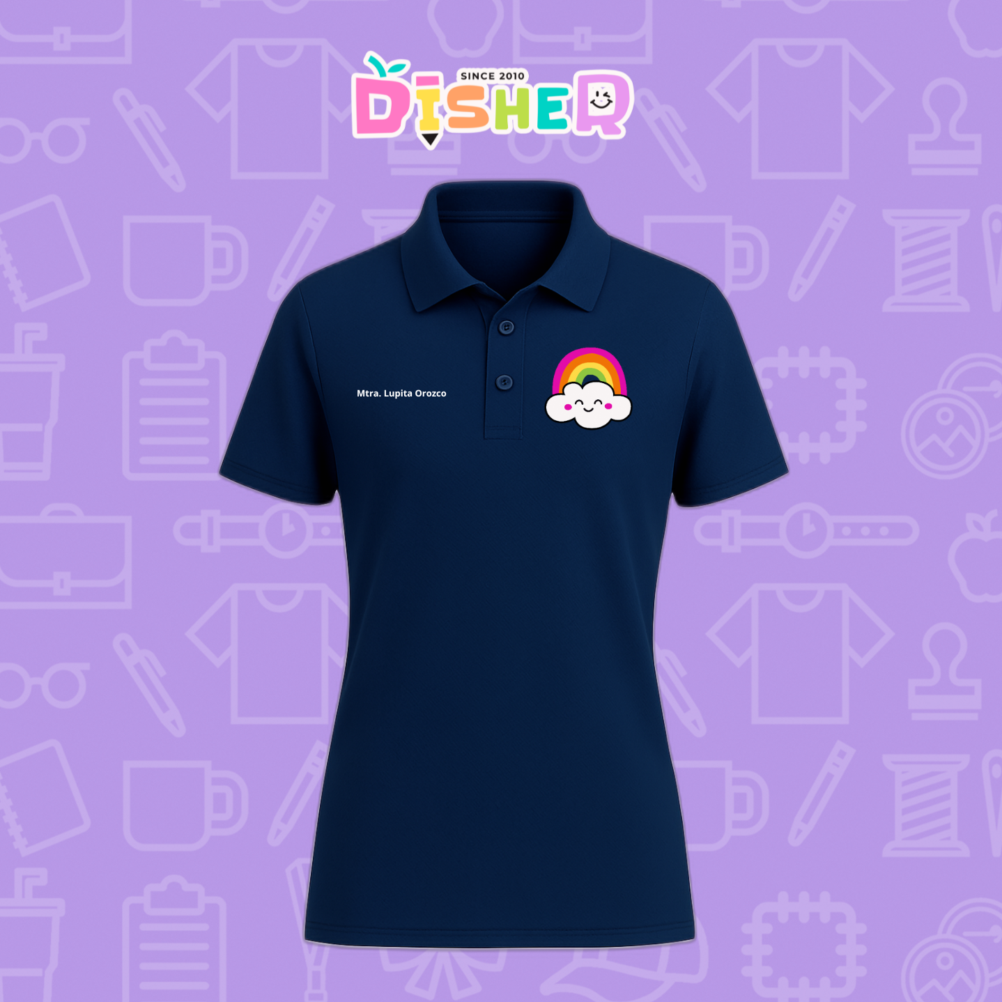 PBD-D-017: Polo Bordada Dry Fit Dama I Nube arcoíris