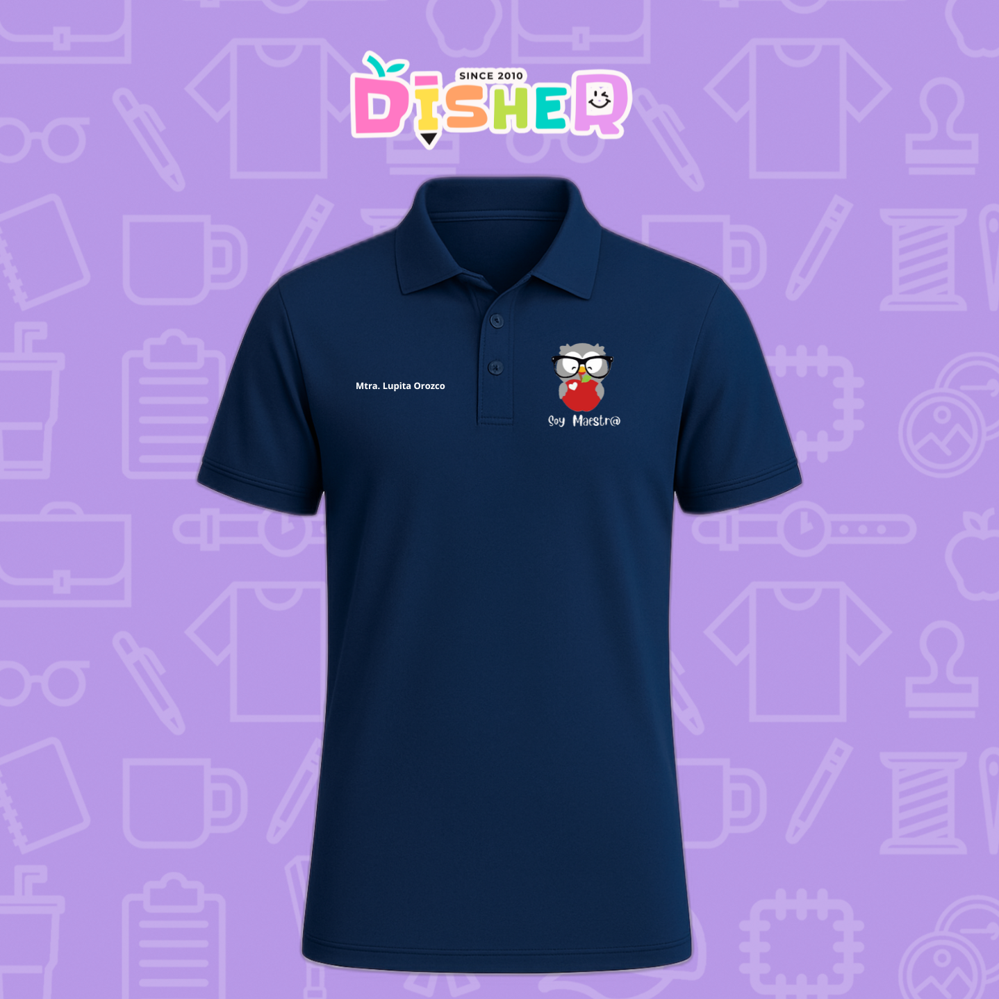 PBD-C-0079: Polo Bordada Dry Fit Caballero I Búho gris manzana