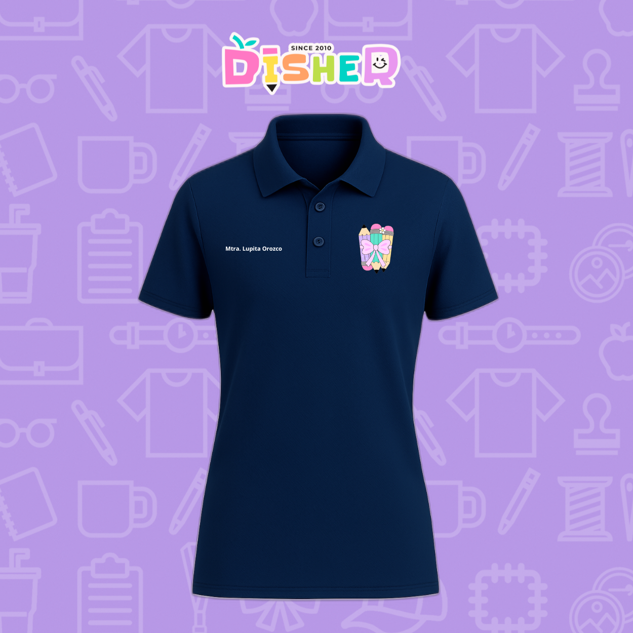 PBD-D-007 : Polo Bordada Dry Fit Dama I Lápices moñito