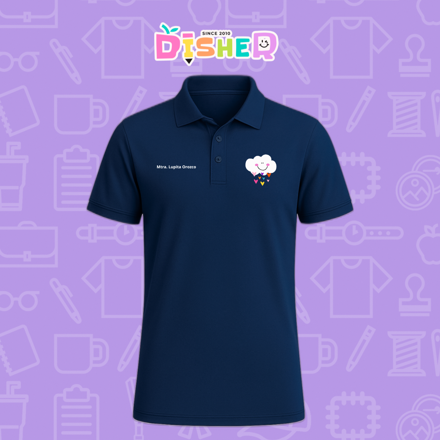 PBD-C-0022: Polo Bordada Dry Fit Caballero I Nube corazones