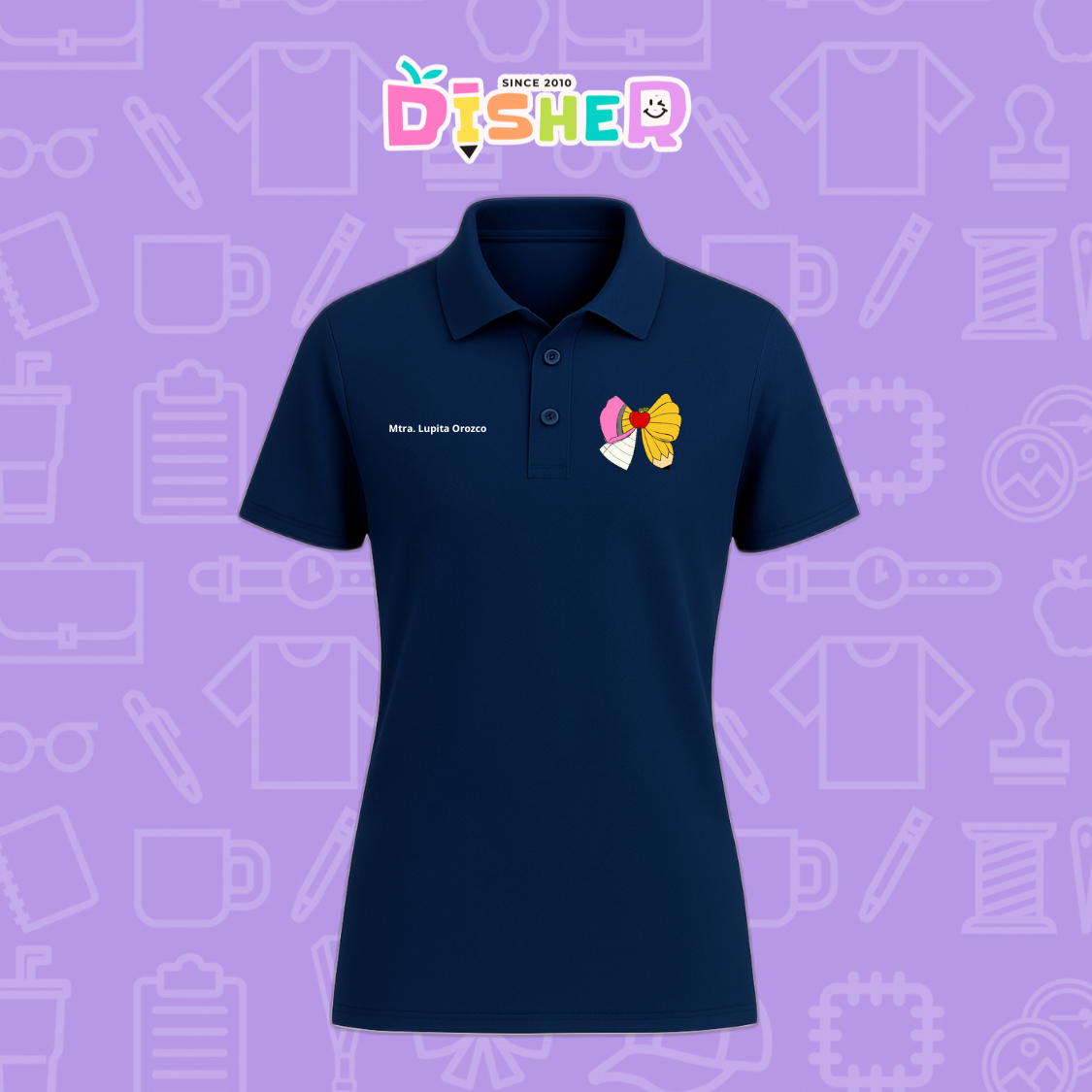 PBD-D-005 : Polo Bordada Dry Fit Dama I Moño lápiz hoja