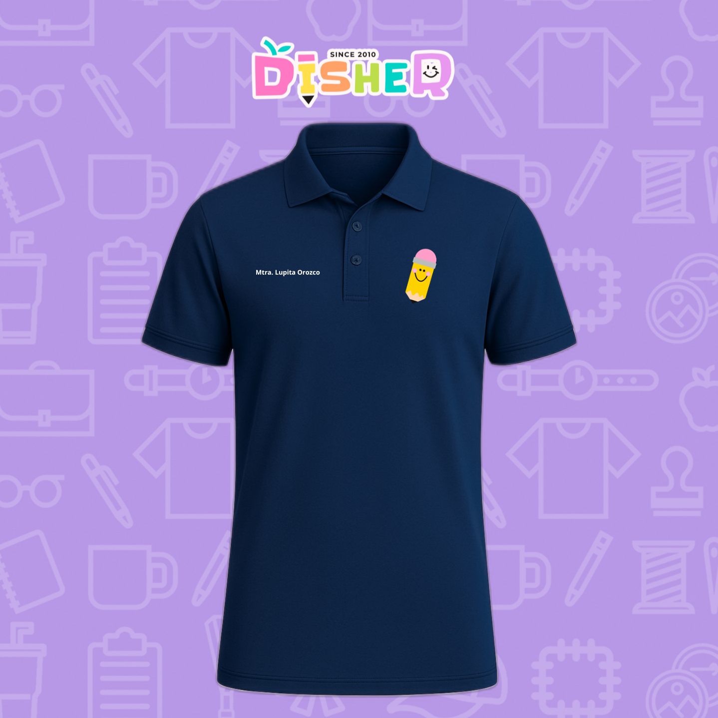 PBD-C-0031: Polo Bordada Dry Fit Caballero I Smile Pencil