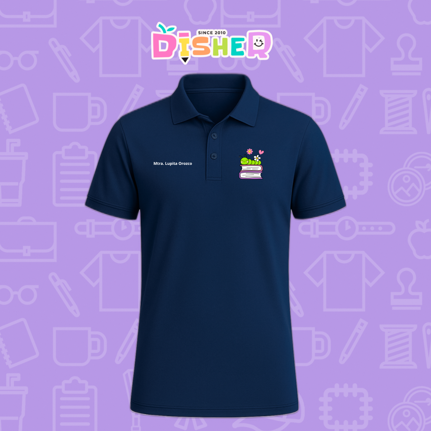 PBD-C-004: Polo Bordada Dry Fit Caballero I Gusanito libros