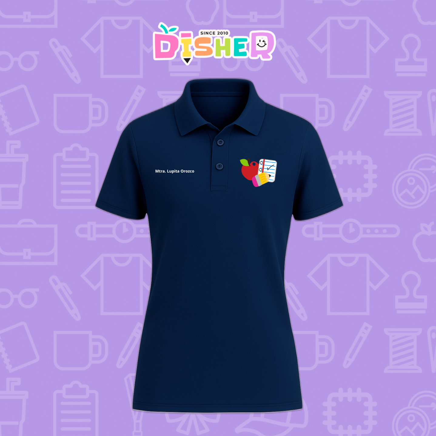PBD-D-088: Polo Bordada Dry Fit Dama I Útiles manzana lápiz