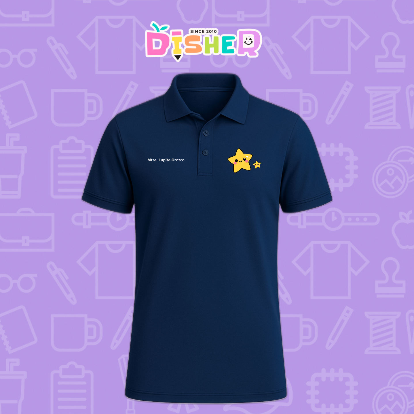PBD-C-0046: Polo Bordada Dry Fit Caballero I Estrellitas