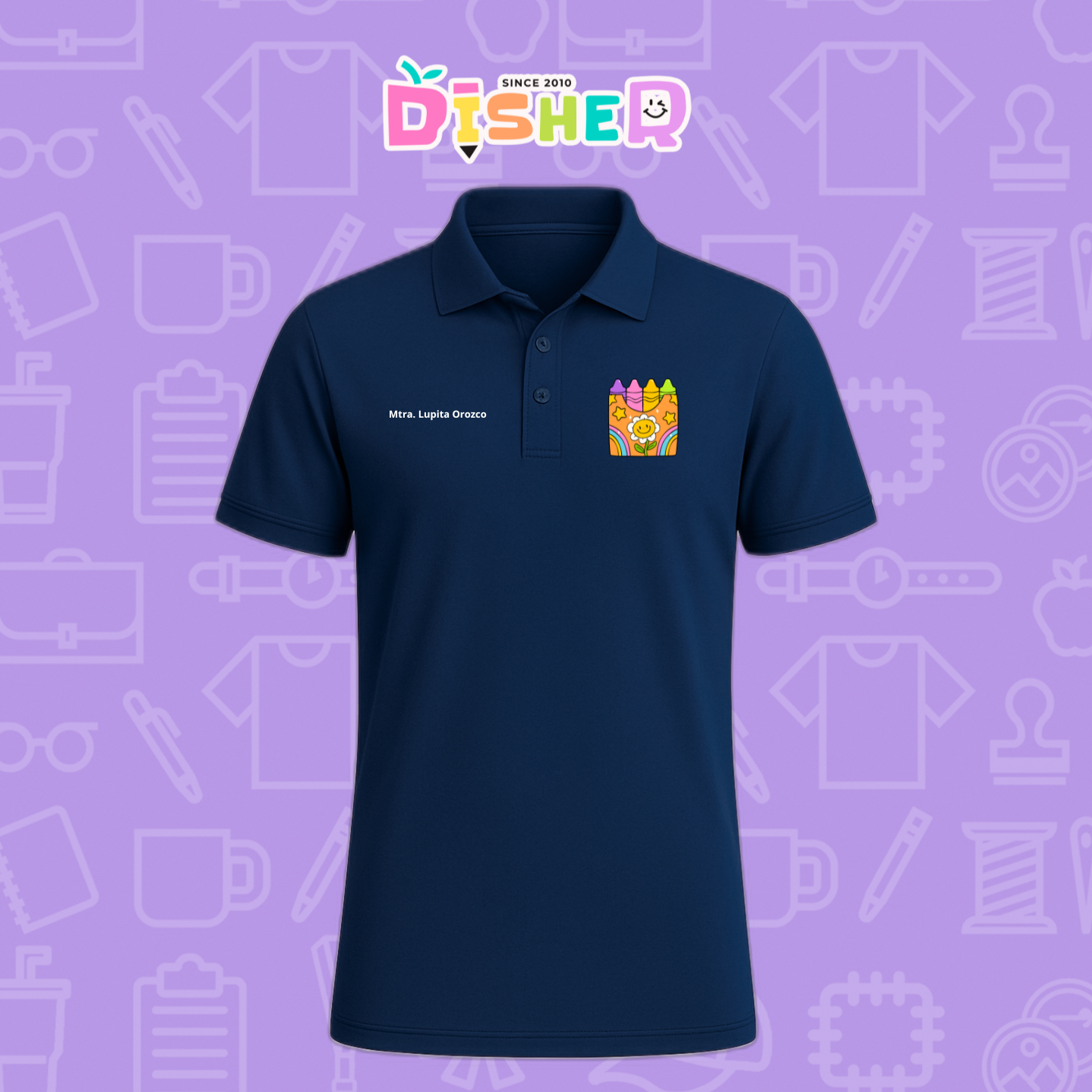 PBD-C-0015: Polo Bordada Dry Fit Caballero I Crayones flor