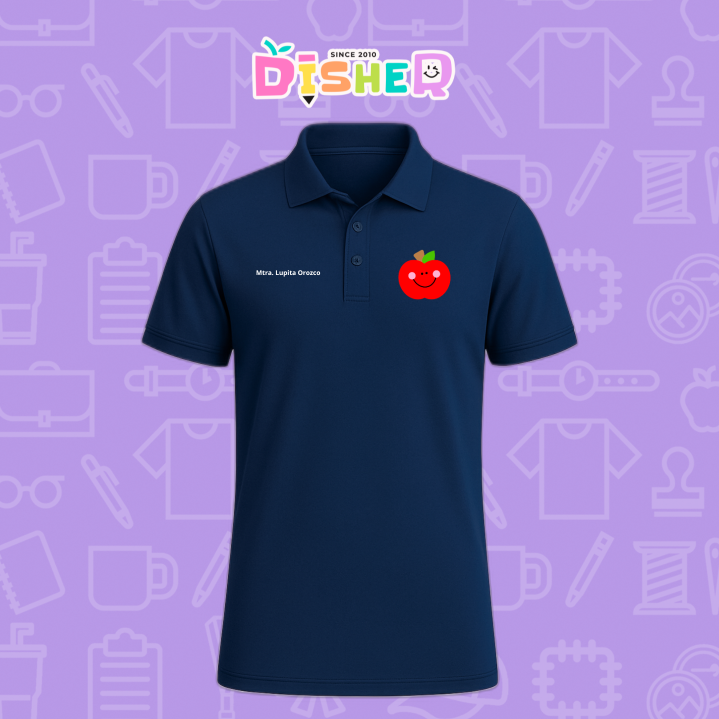 PBD-C-0030: Polo Bordada Dry Fit Caballero I Smile Apple