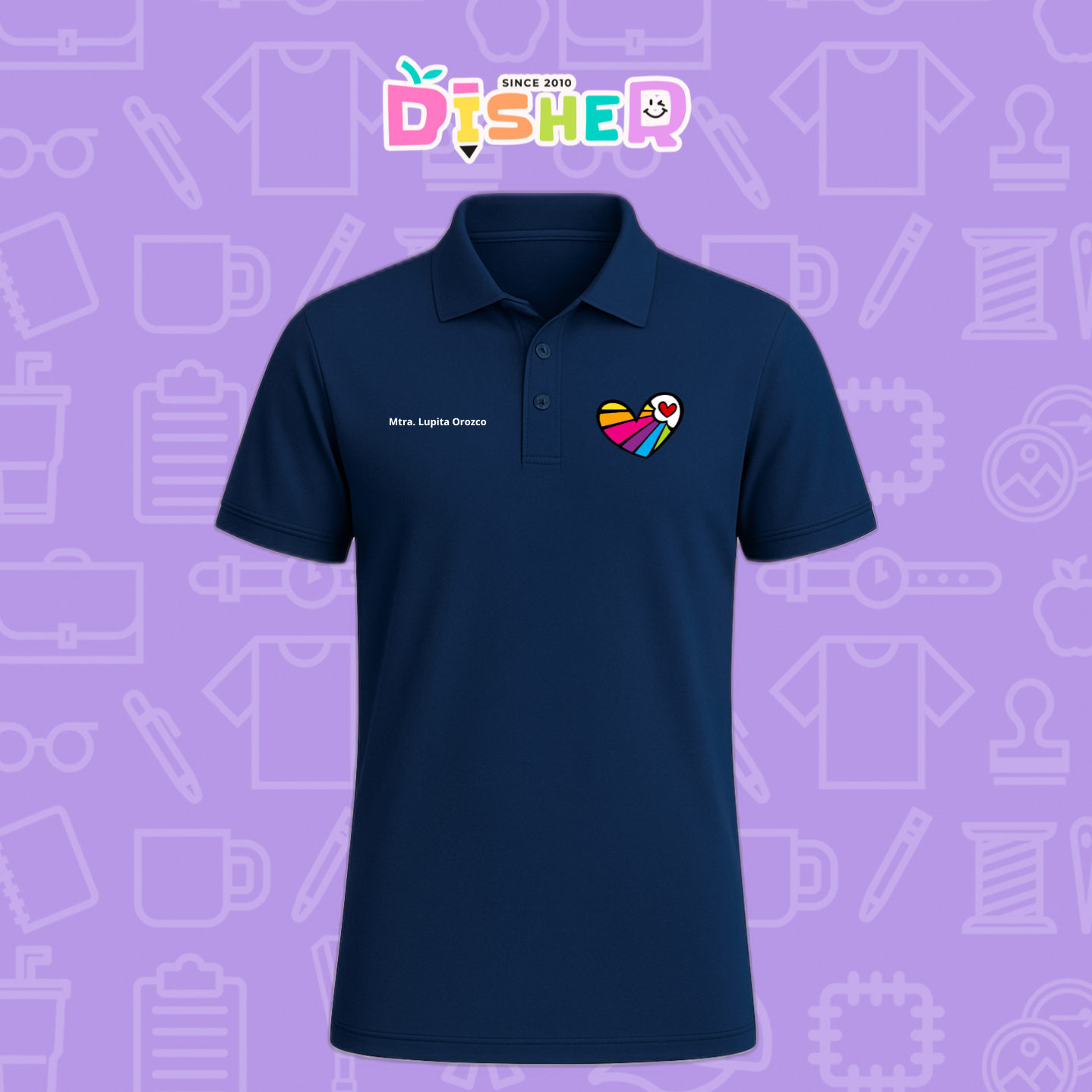 PBD-C-0073: Polo Bordada Dry Fit Caballero I Corazón lineas