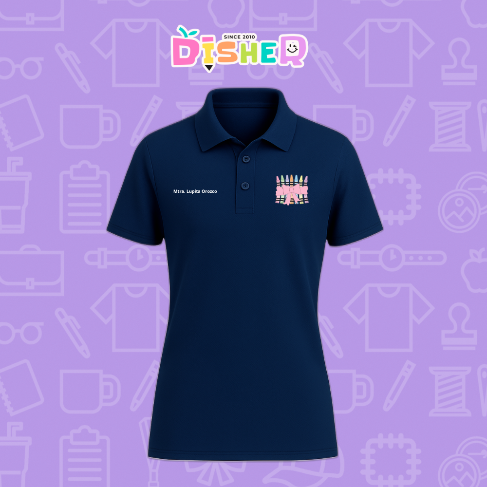 PBD-D-008 : Polo Bordada Dry Fit Dama I Crayones moño