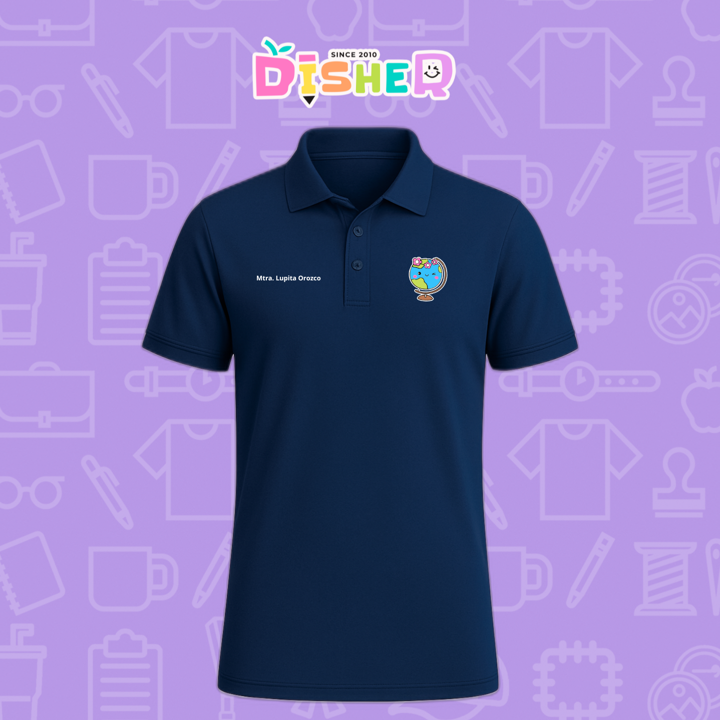 PBD-C-0038: Polo Bordada Dry Fit Caballero I Mundo con flores
