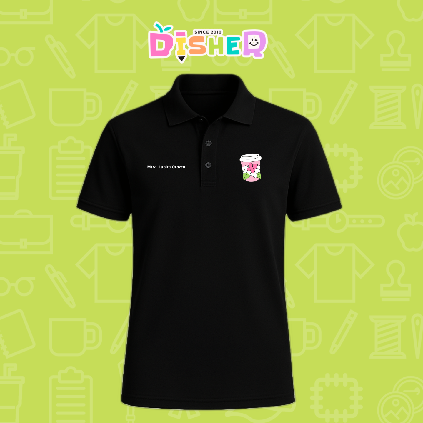 PBD-C-0041: Polo Bordada Dry Fit Caballero I Cafe flores