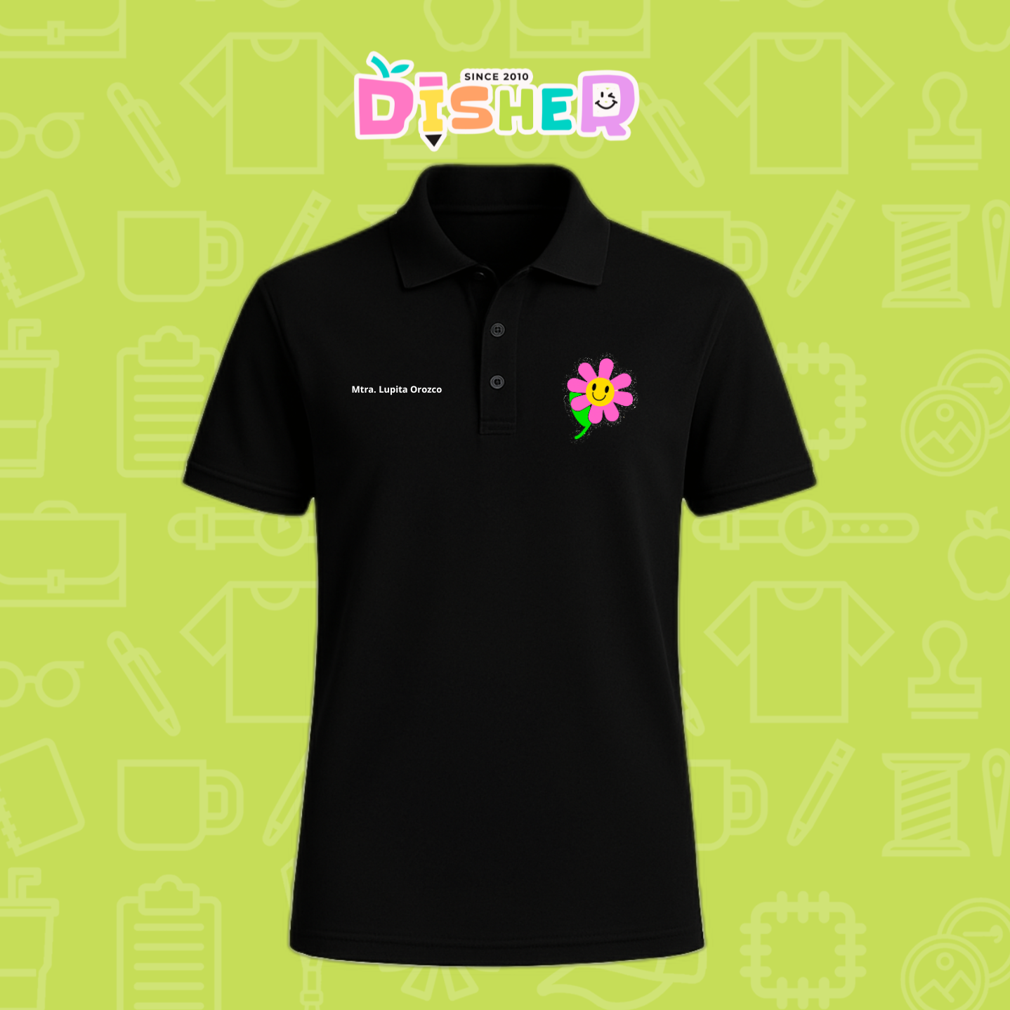 PBD-C-0020: Polo Bordada Dry Fit Caballero I Flor rosa