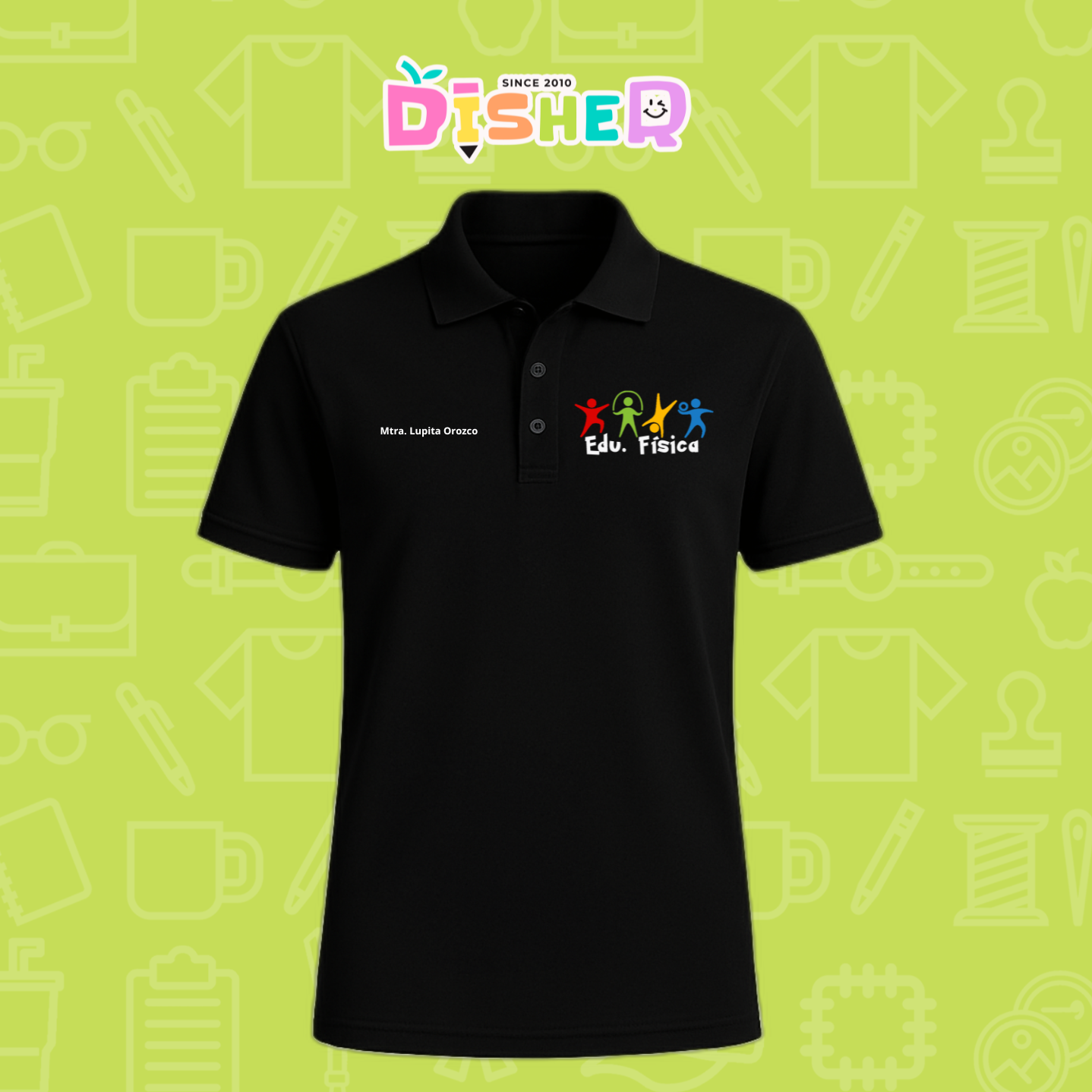 PBD-C-0092: Polo Bordada Dry Fit Caballero I Corazón papel preescolar