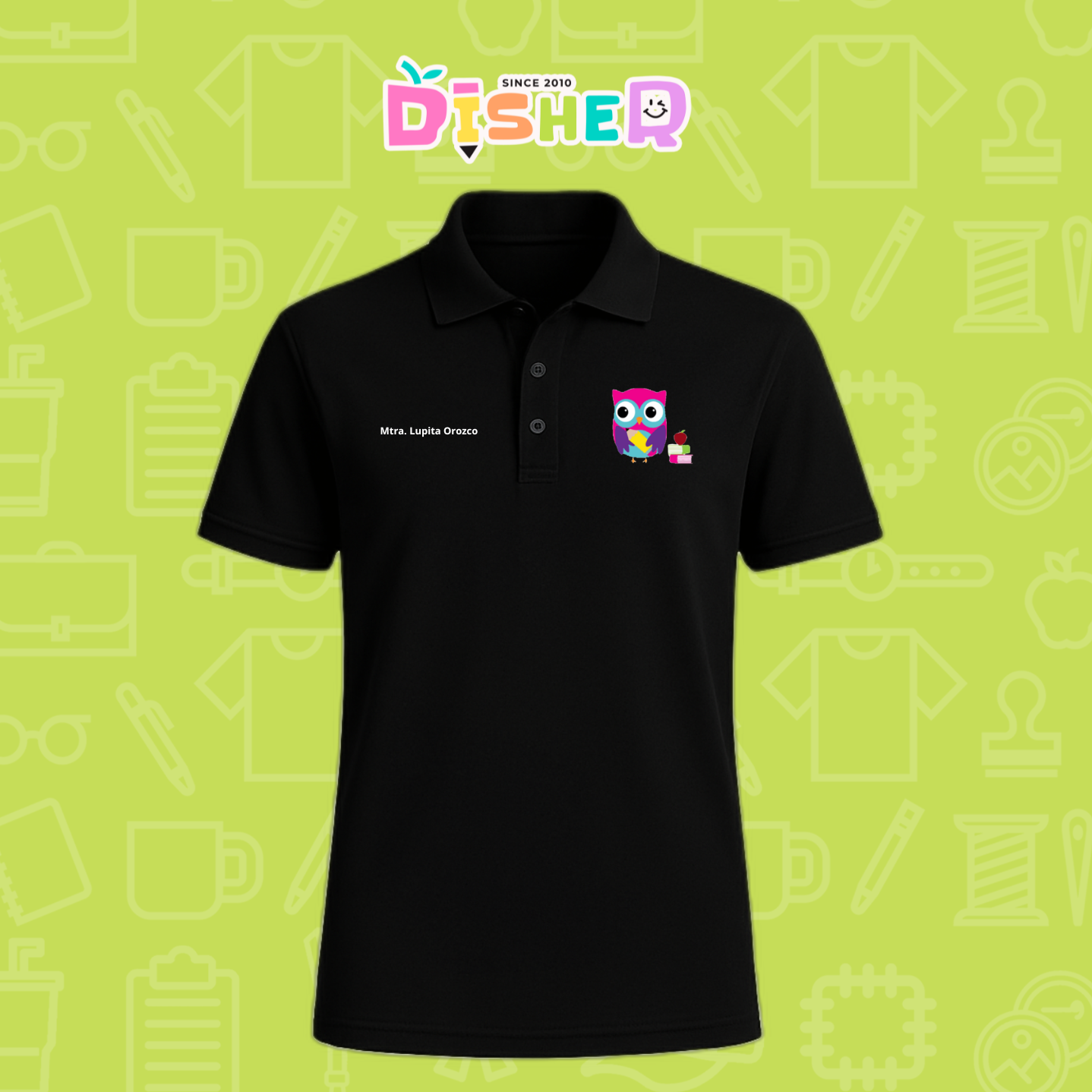 PBD-C-0098: Polo Bordada Dry Fit Caballero I Búho rosa