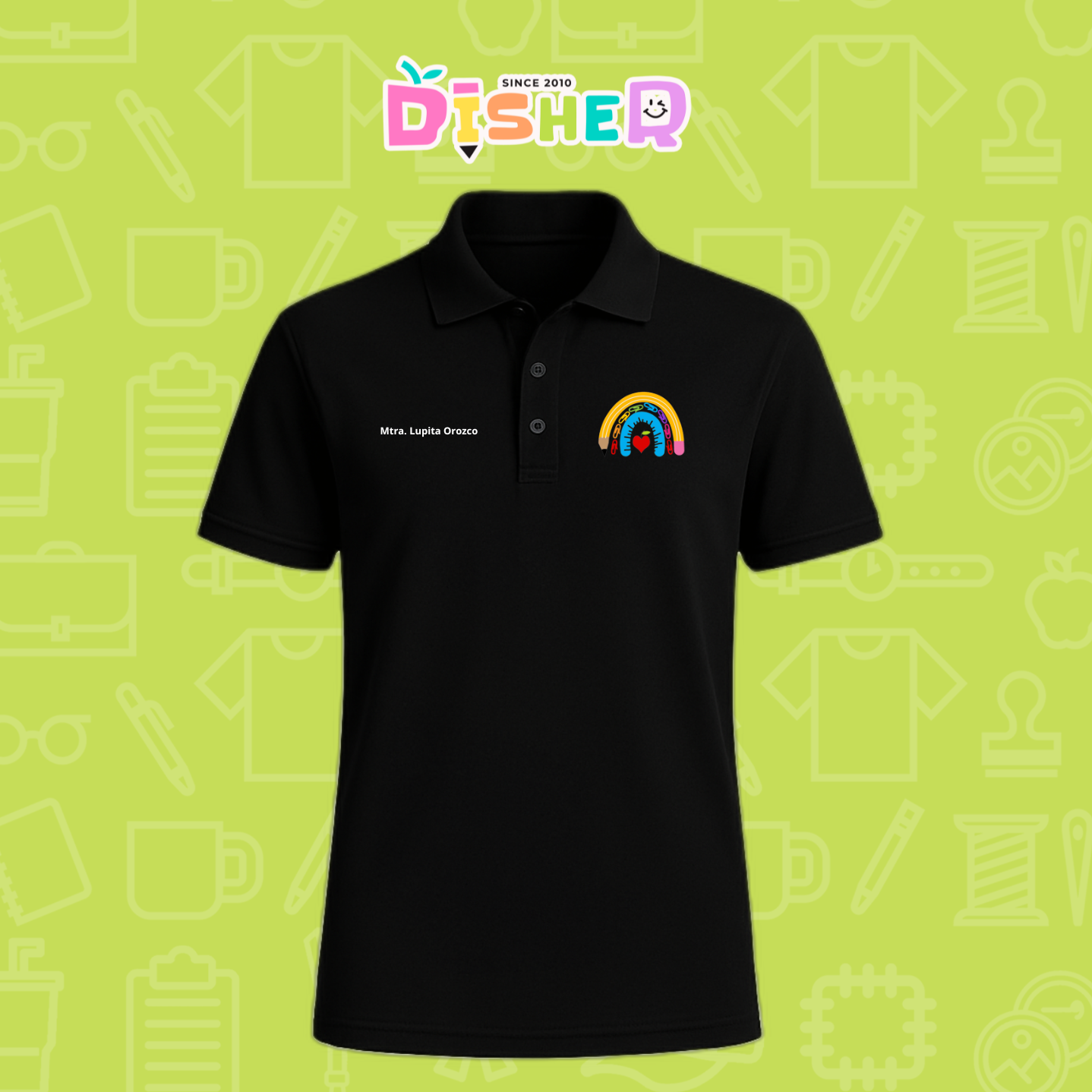 PBD-C-0068: Polo Bordada Dry Fit Caballero I Arcoíris lápiz manzana