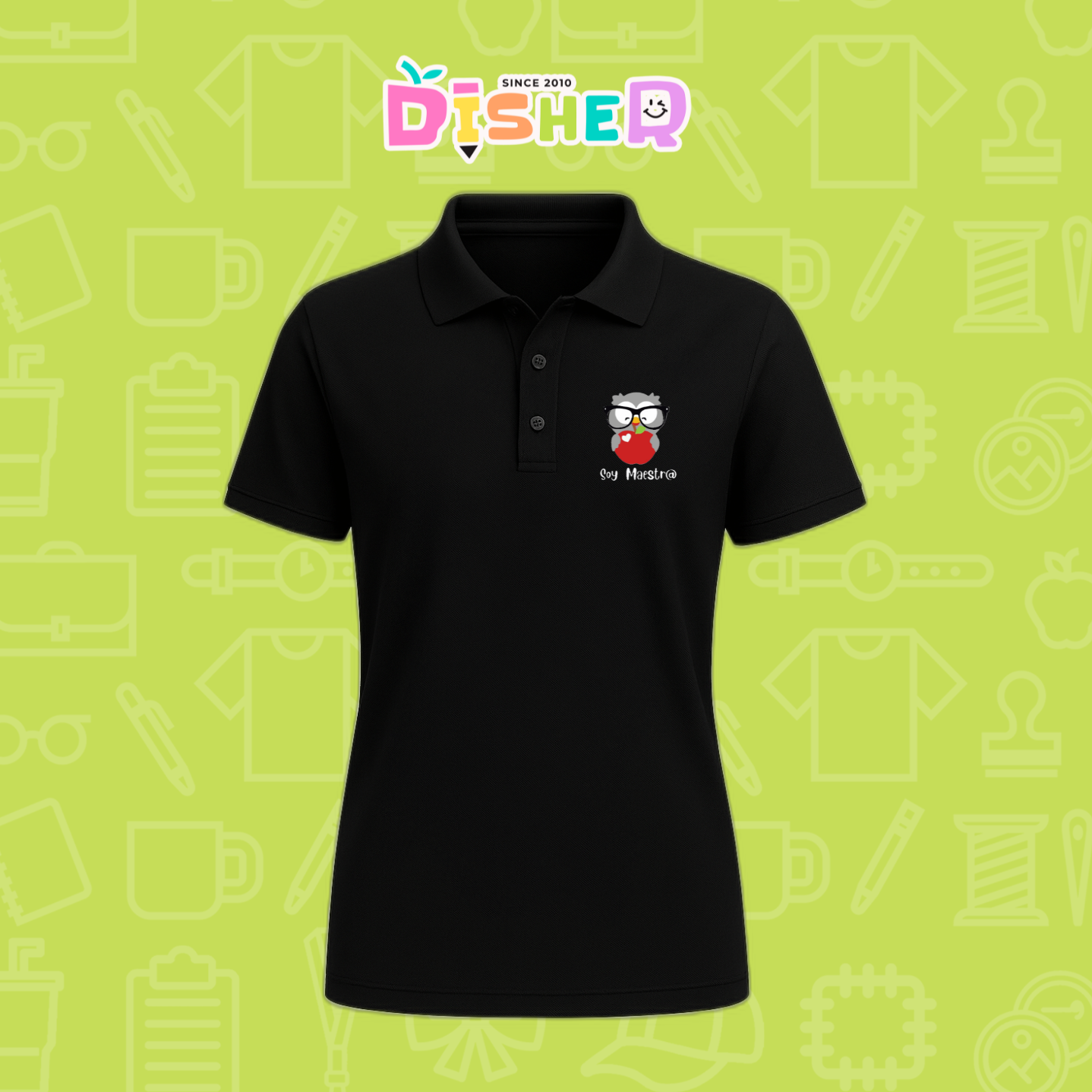 PBD-D-079: Polo Bordada Dry Fit Dama I Búho gris manzana