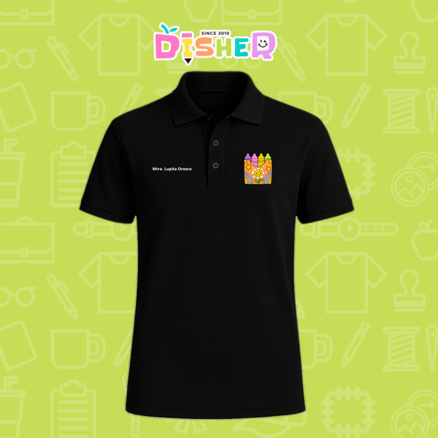 PBD-C-0015: Polo Bordada Dry Fit Caballero I Crayones flor