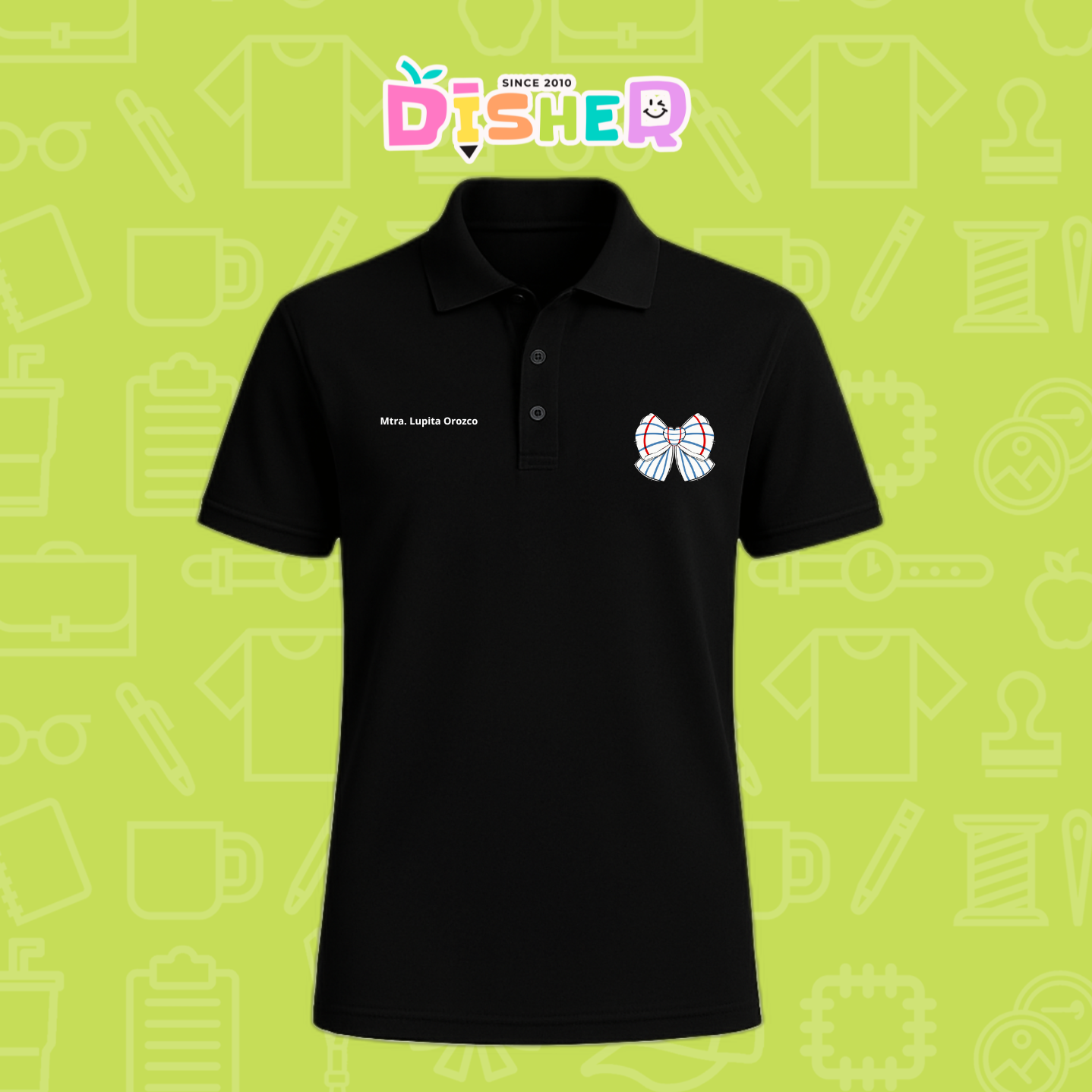 PBD-C-0010: Polo Bordada Dry Fit Caballero I Moño rayas papel