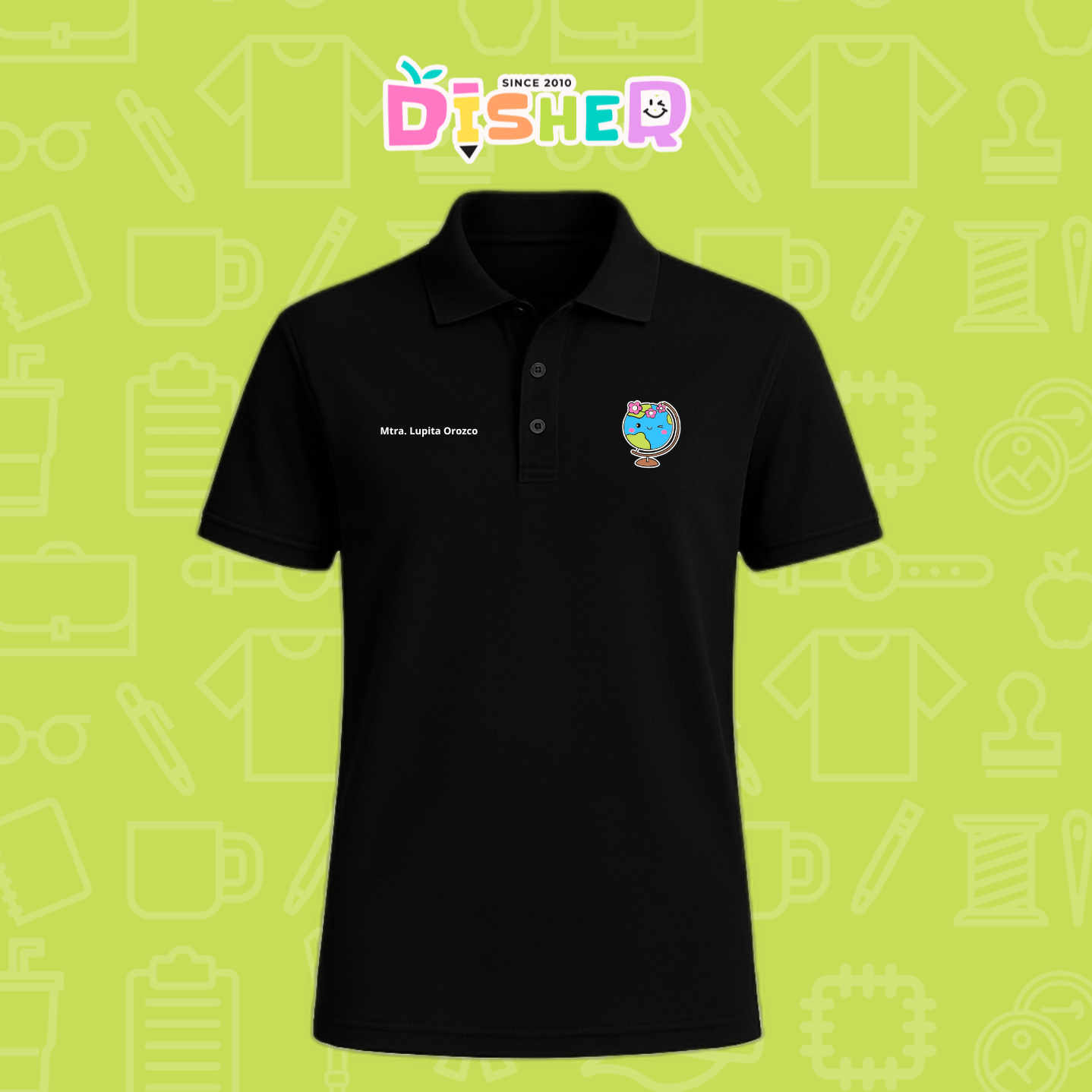 PBD-C-0038: Polo Bordada Dry Fit Caballero I Mundo con flores