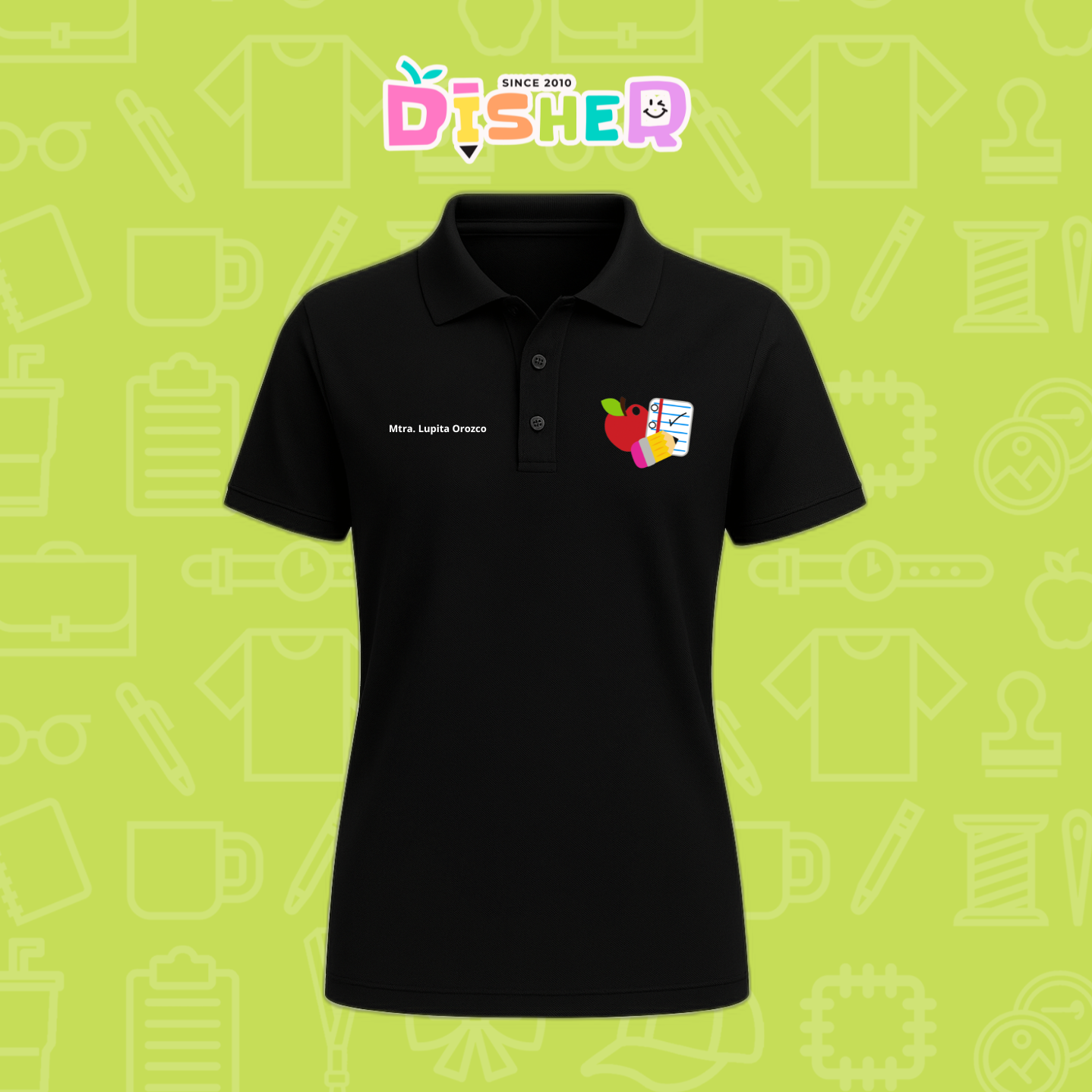 PBD-D-088: Polo Bordada Dry Fit Dama I Útiles manzana lápiz