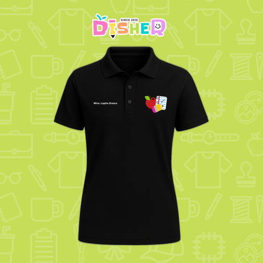 PBD-D-088: Polo Bordada Dry Fit Dama I Útiles manzana lápiz