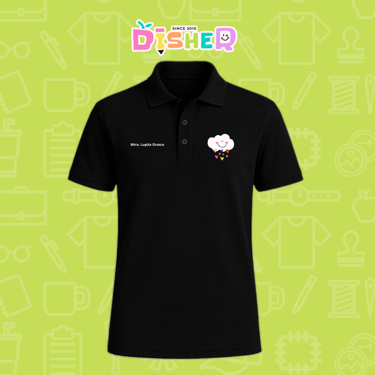 PBD-C-0022: Polo Bordada Dry Fit Caballero I Nube corazones