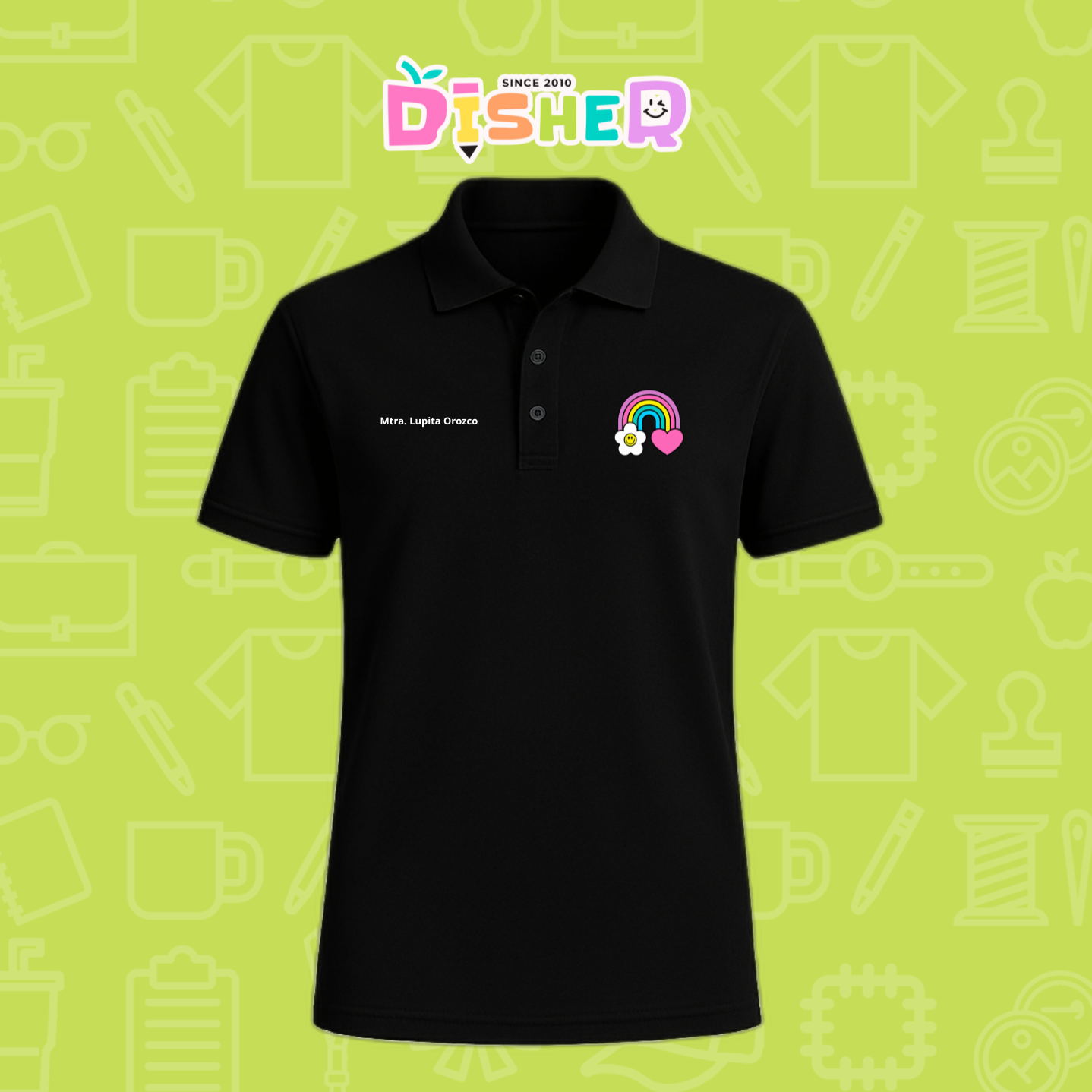 PBD-C-0025: Polo Bordada Dry Fit Caballero I Arcoíris corazón