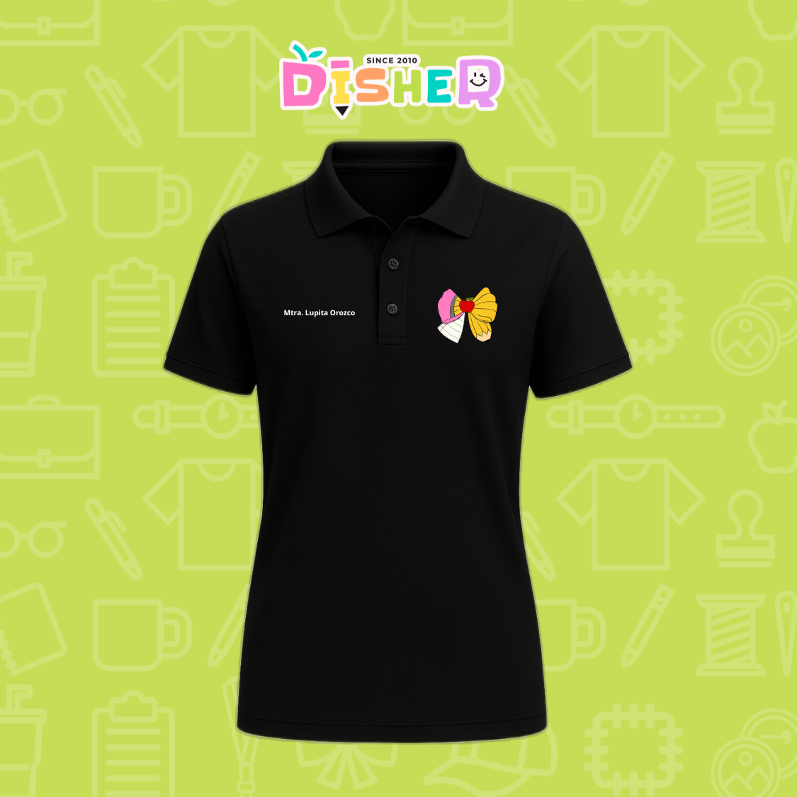 PBD-D-005 : Polo Bordada Dry Fit Dama I Moño lápiz hoja