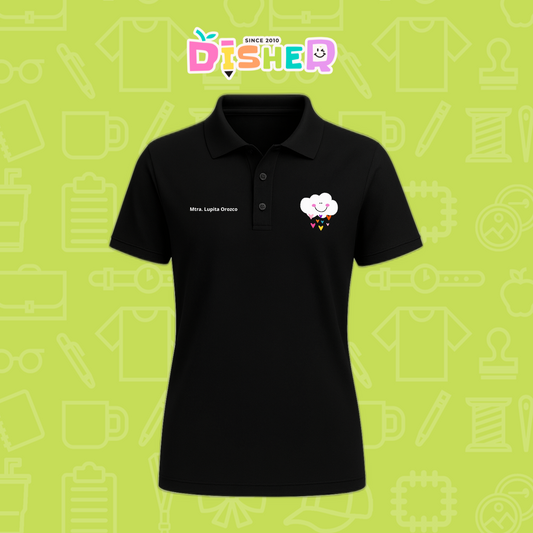 PBD-D-022: Polo Bordada Dry Fit Dama I Nube corazones