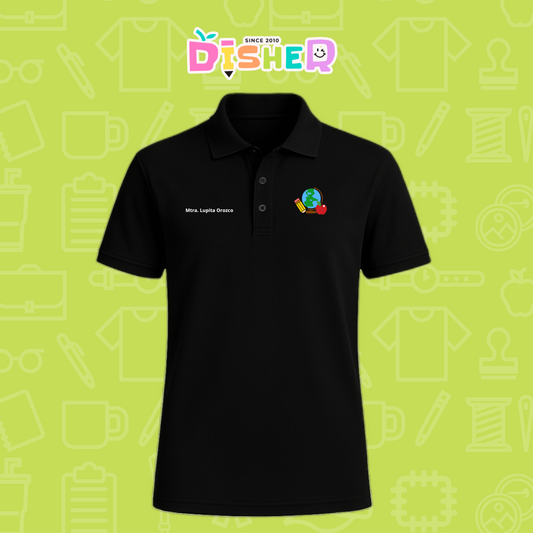 PBD-C-0070: Polo Bordada Dry Fit Caballero I  Globo terráqueo