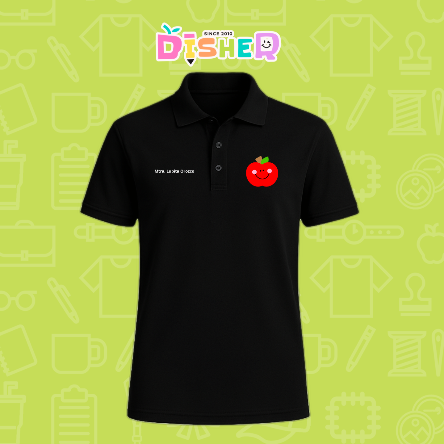PBD-C-0030: Polo Bordada Dry Fit Caballero I Smile Apple