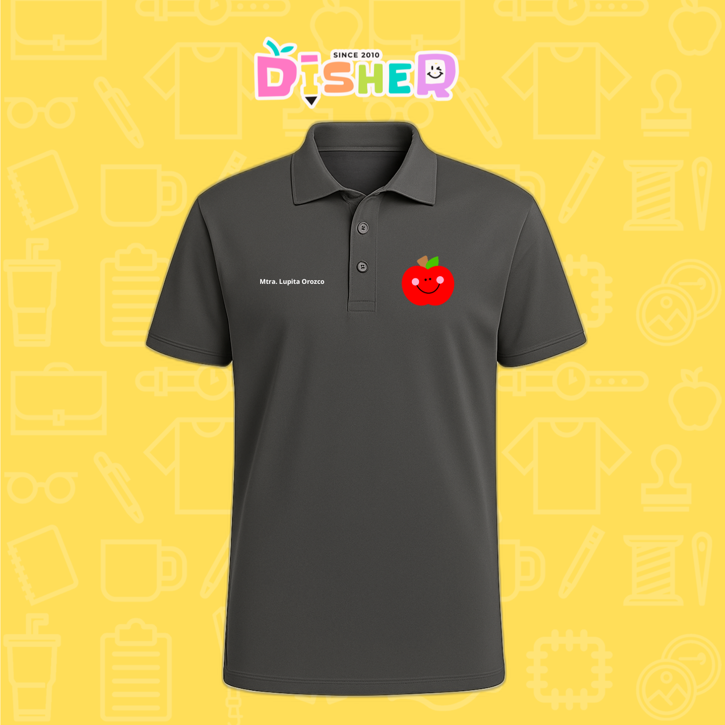 PBD-C-0030: Polo Bordada Dry Fit Caballero I Smile Apple