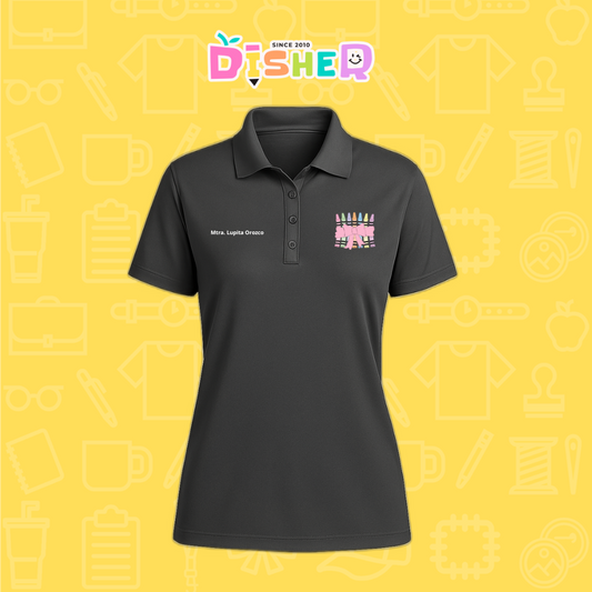 PBD-D-008 : Polo Bordada Dry Fit Dama I Crayones moño