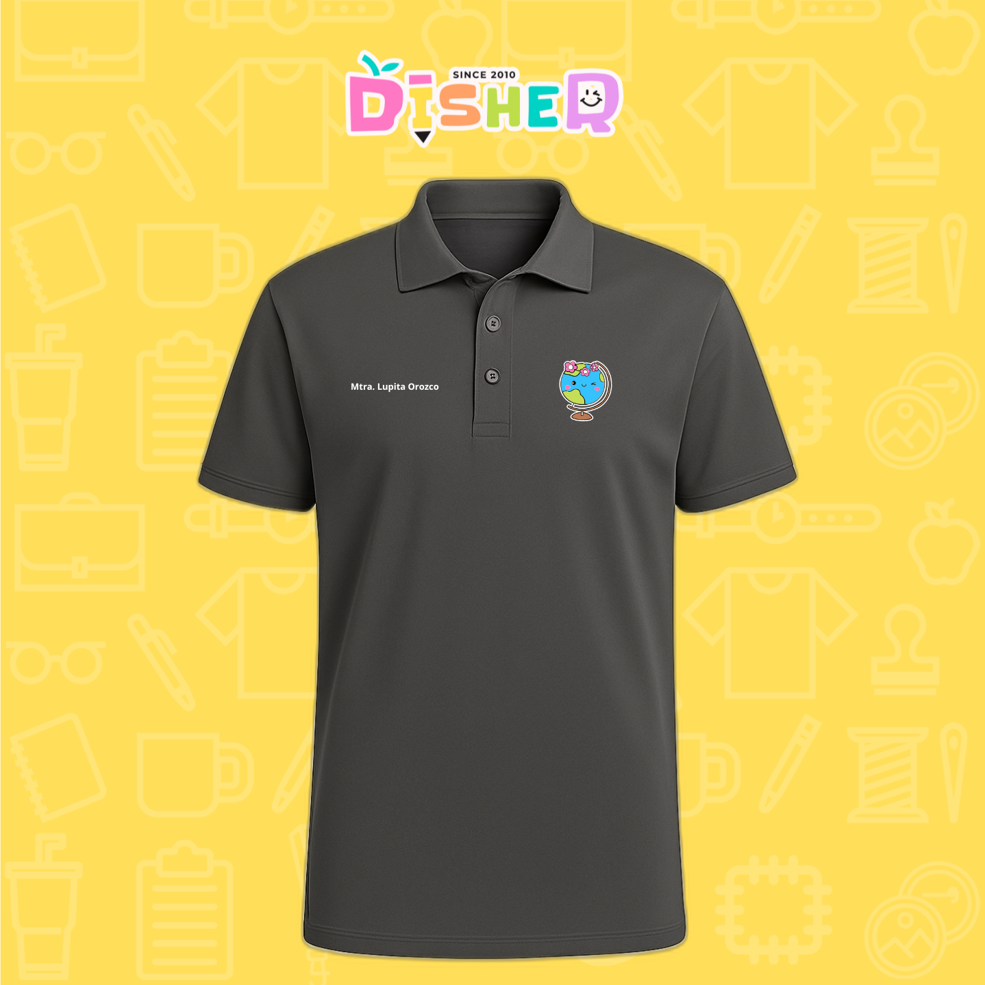 PBD-C-0038: Polo Bordada Dry Fit Caballero I Mundo con flores